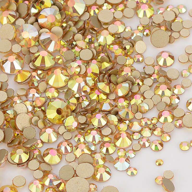 High Quality Crystal LIGHT BROWN Rhinestones Loose Flat Back No Hot Fix  Bead Size ss16 / ss30