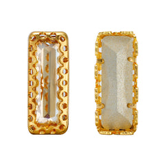 Golden Shadow Princess Baguette Shape High-Quality Glass Sew-on Nest Hollow Claw Rhinestones