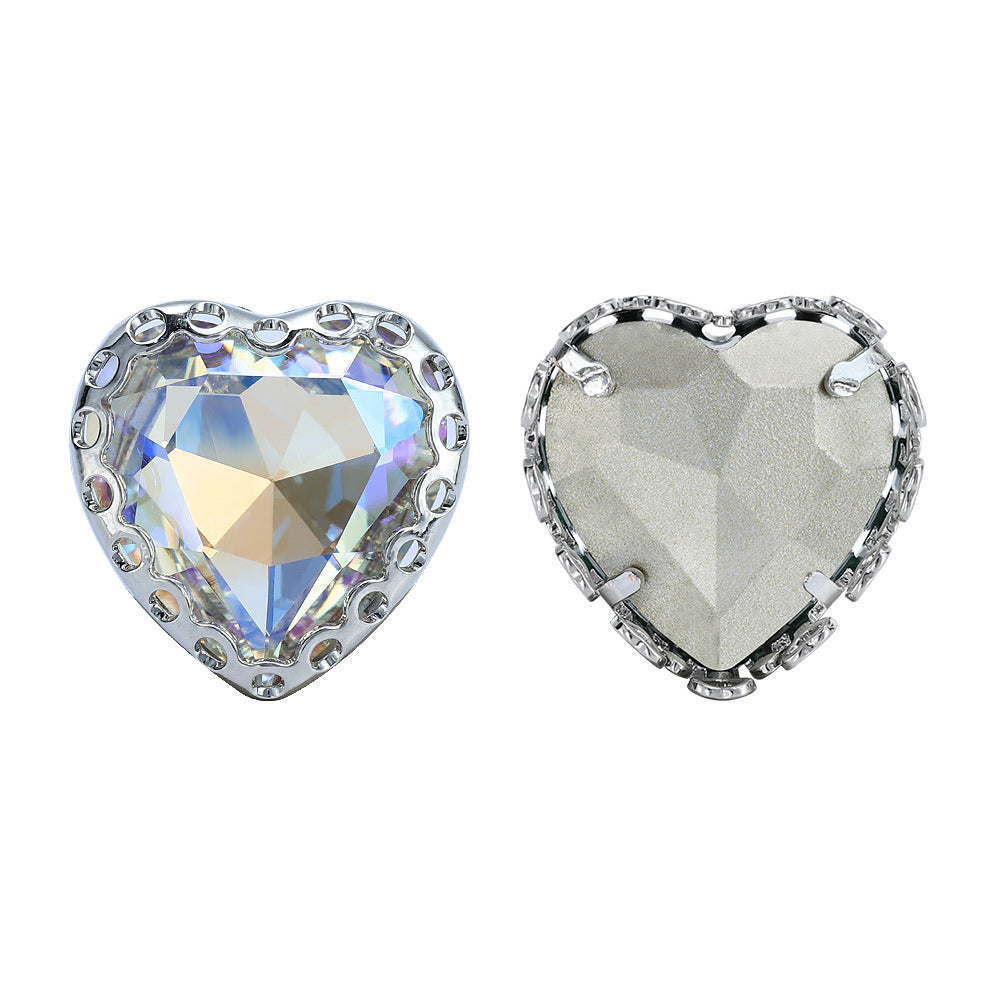 Moonlight Maxi Heart Shape High-Quality Glass Sew-on Nest Hollow Claw Rhinestones