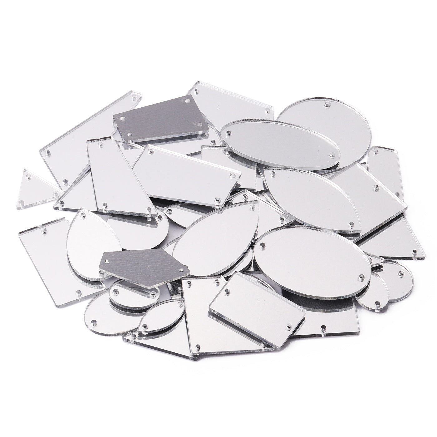 Silver White Mixed Shapes Acrylic Sew-on Mirror For Dance Costume WholesaleRhinestone