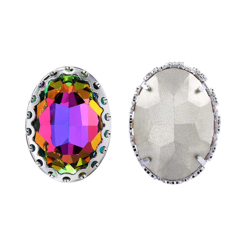 Volcano Oval Shape High-Quality Glass Sew-on Nest Hollow Claw Rhinestones