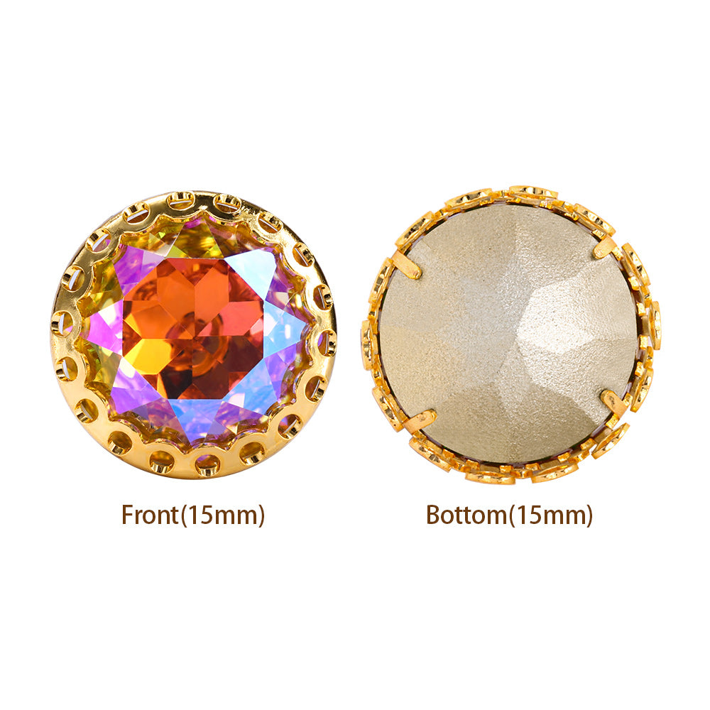 Paradise Shine Gemstone Flower Round Shape High-Quality Glass Sew-on Nest Hollow Claw Rhinestones