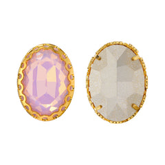 Rose Water Opal Oval Shape High-Quality Glass Sew-on Nest Hollow Claw Rhinestones