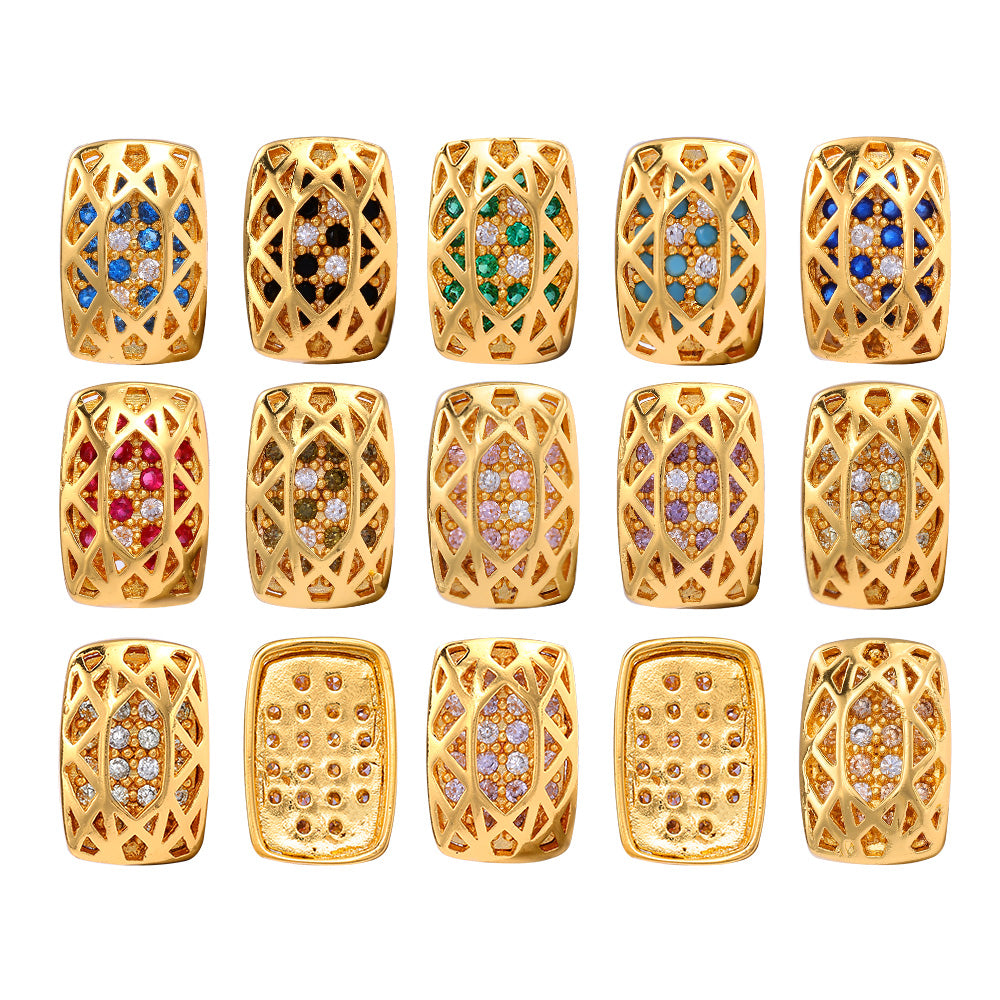 Cushion Rectangle Shape Golden Plated High-Quality Sew-on Alloy Charms Inlaid Cubic Zirconia