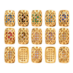 Cushion Rectangle Shape Golden Plated High-Quality Sew-on Alloy Charms Inlaid Cubic Zirconia