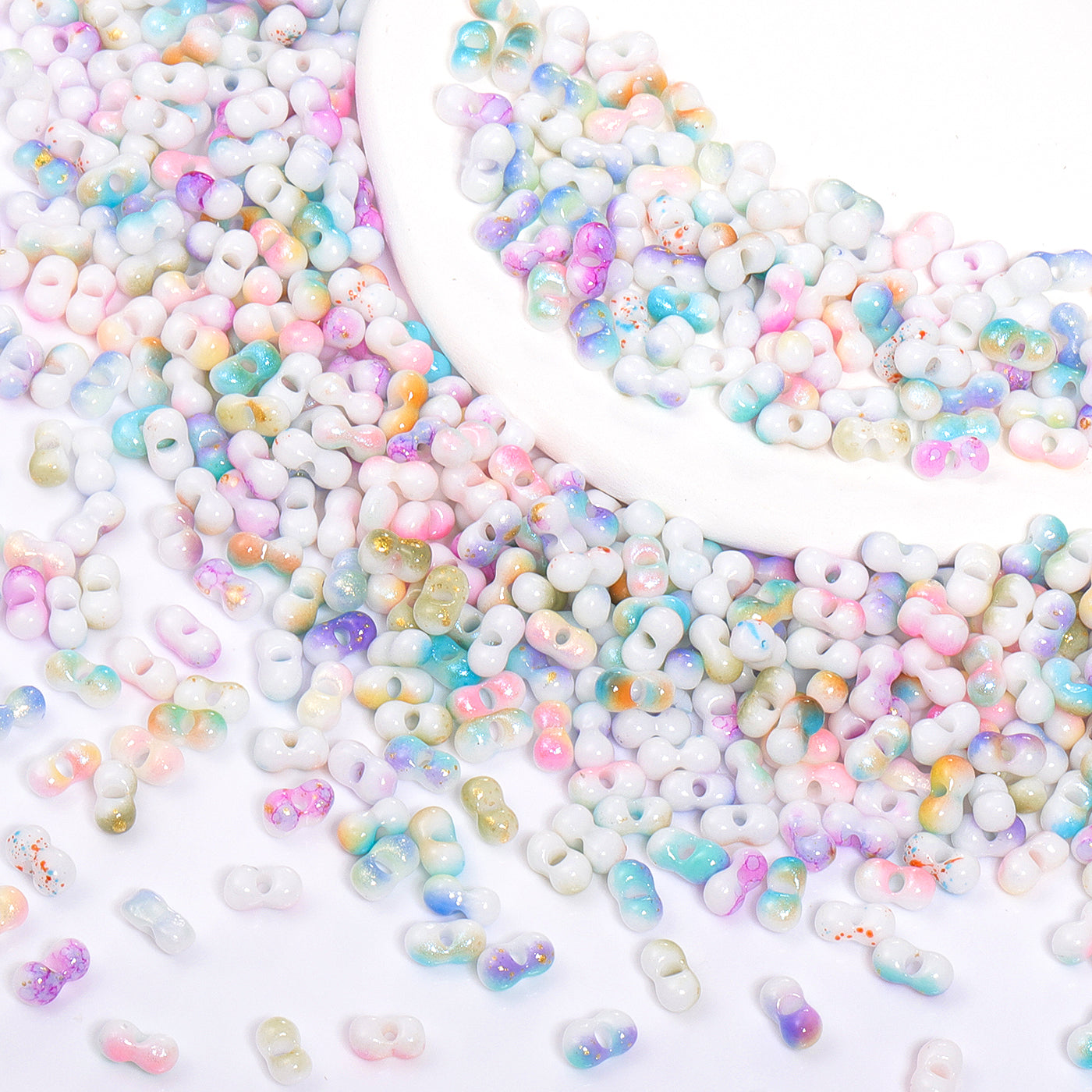 Various Colors Rainbow Effect Peanut Beads Shape Glass Seed Beads In Bulk Package