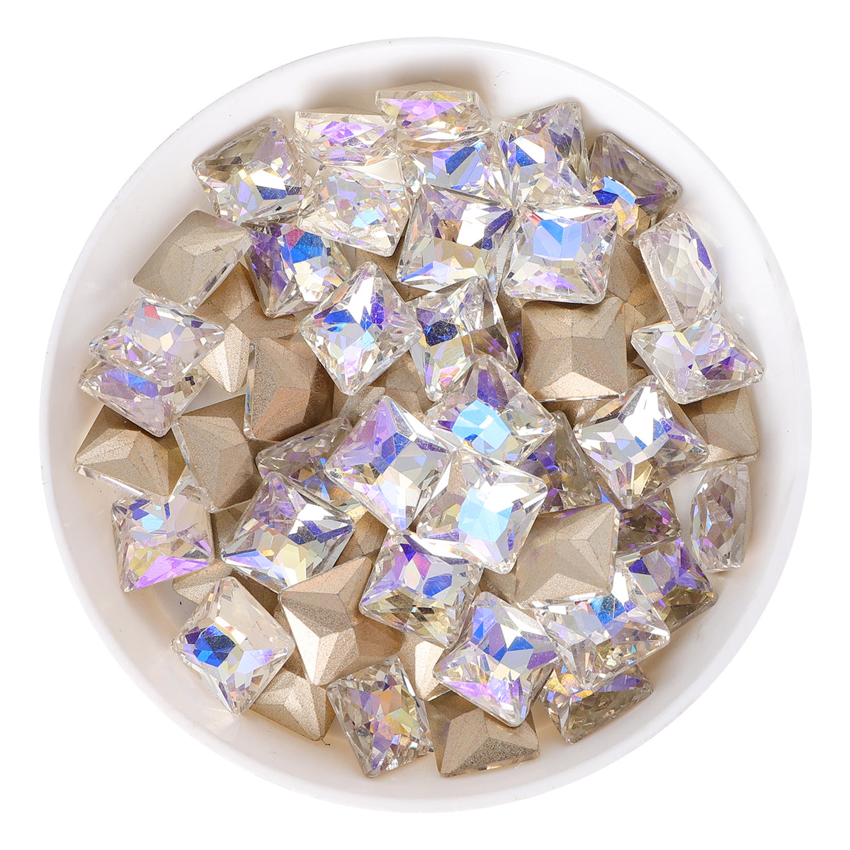 Moonlight Princess Square Shape Glass Pointed Back Fancy Rhinestones