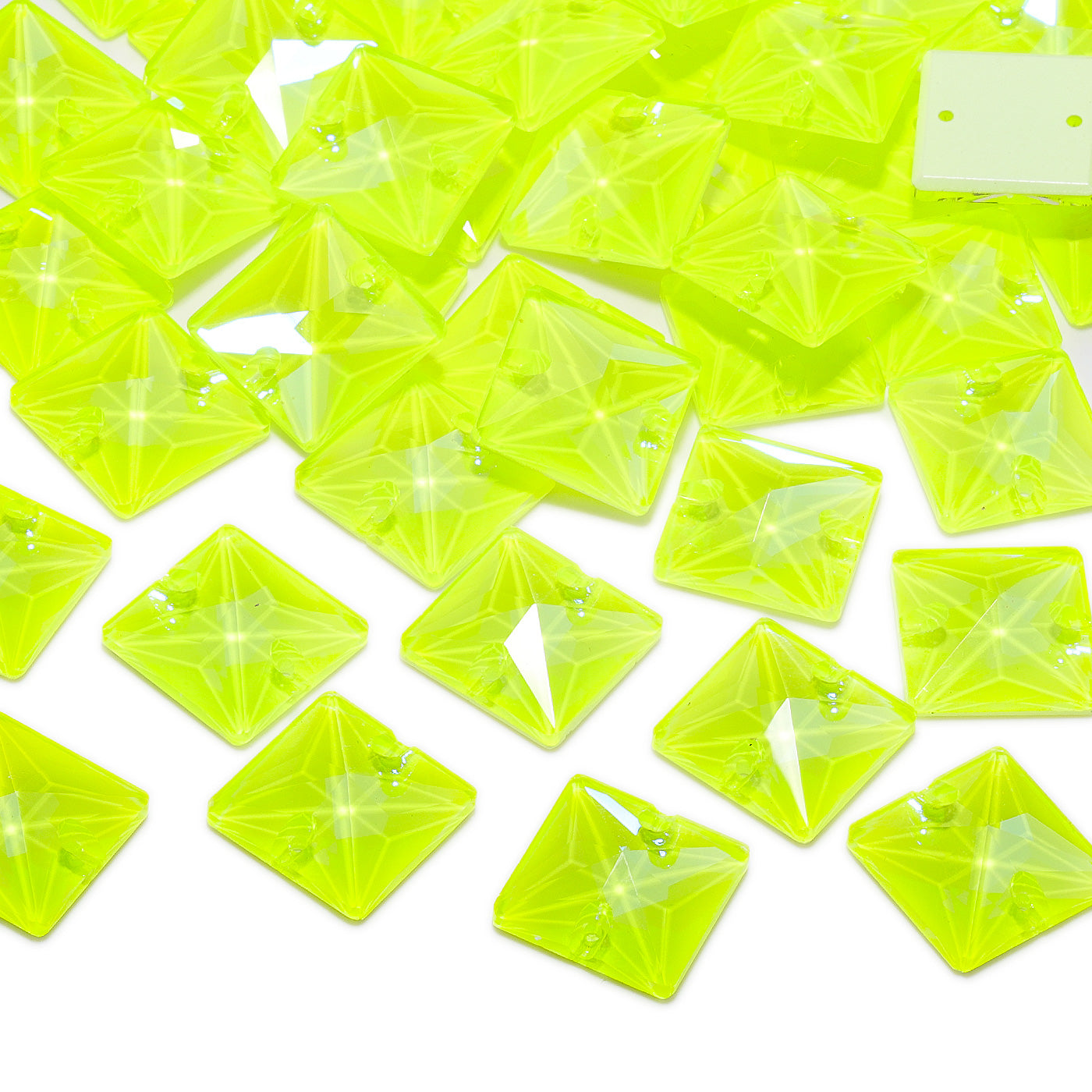 Electric Neon Jonquil Square Shape High Quality Glass Sew-on Rhinestones