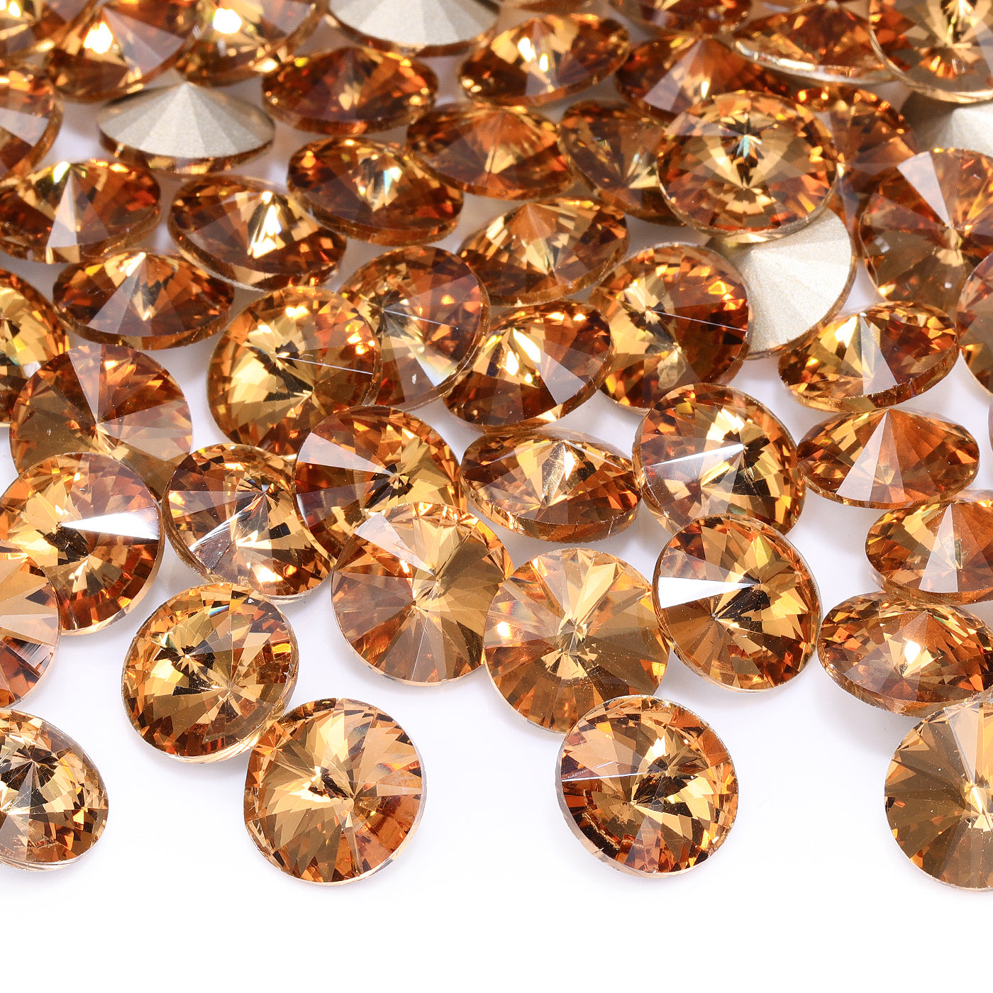 Light Smoked Topaz Rivoli Shape High Quality Glass Pointed Back Fancy Rhinestones