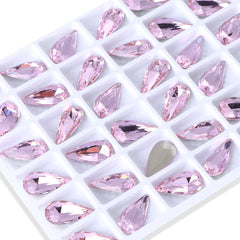 Light Rose Teardrop Shape High Quality Glass Pointed Back Fancy Rhinestones