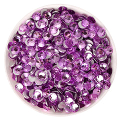 Lilac Glass FlatBack Rhinestones Silver Back