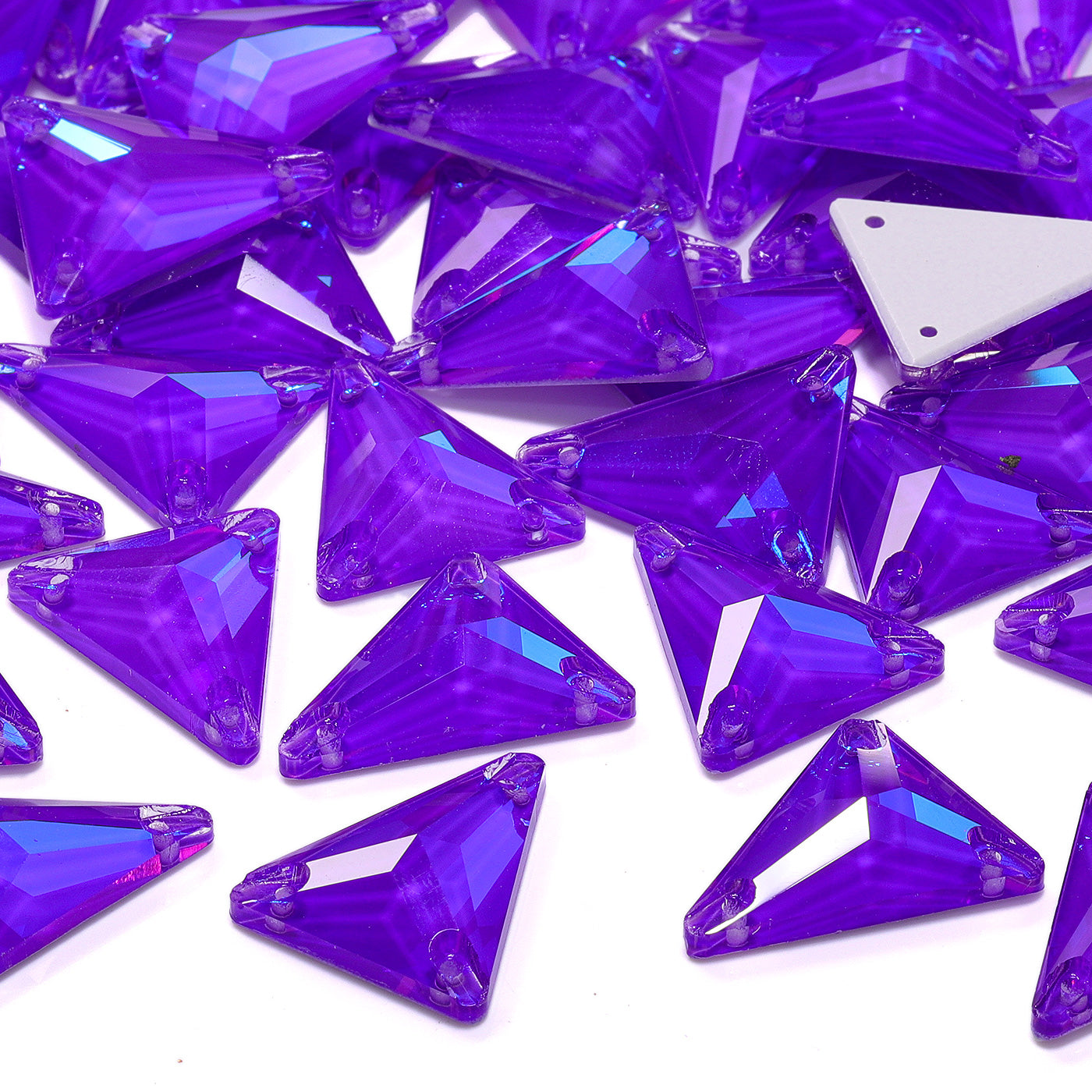 Electric Neon Violet Slim Triangle Shape High Quality Glass Sew-on Rhinestones