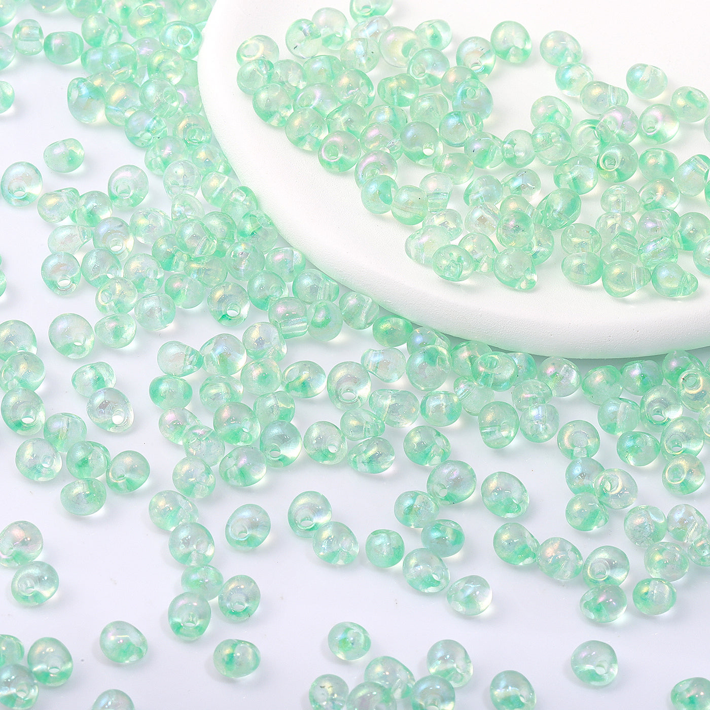 TMAB008 Transparent AB Drop Shape Glass Seed Beads