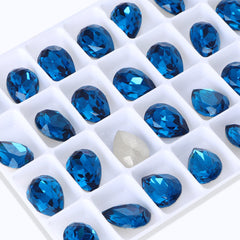 Indicolite Pear Shape High Quality Glass Pointed Back Fancy Rhinestones