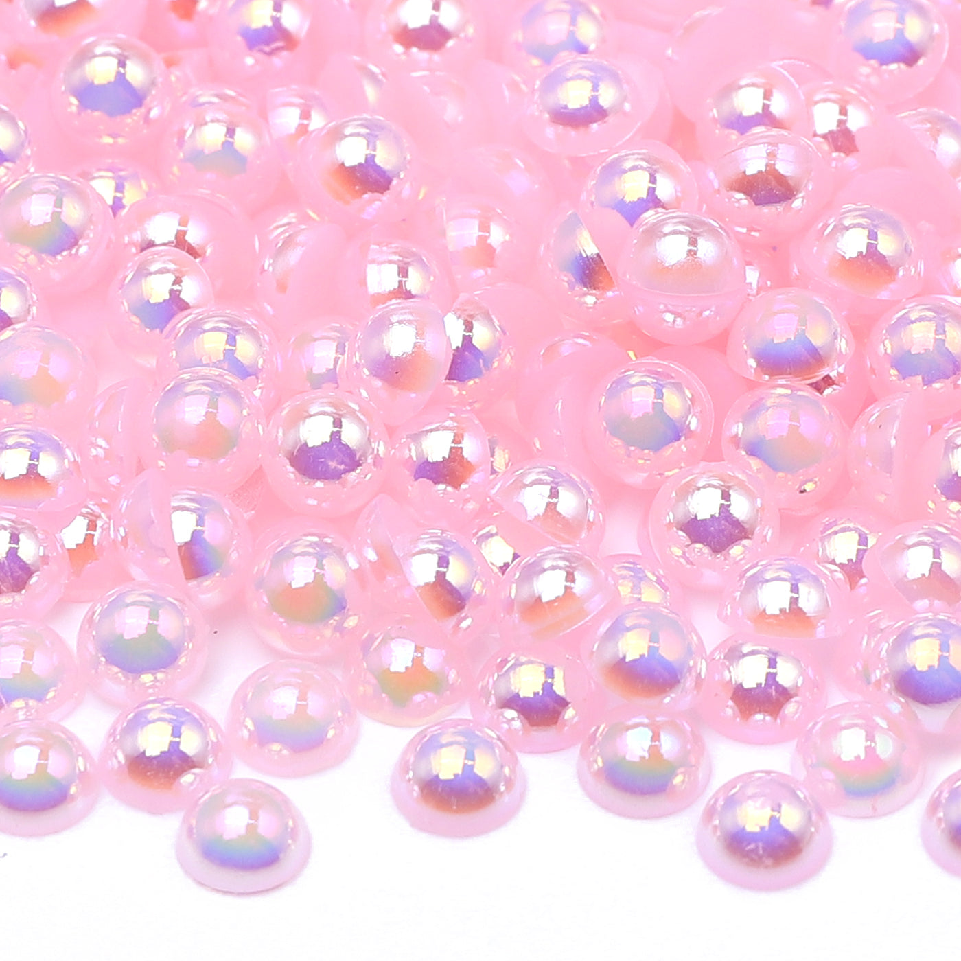 Baby Pink AB Resin Flat Back Pearls Multi Sizes