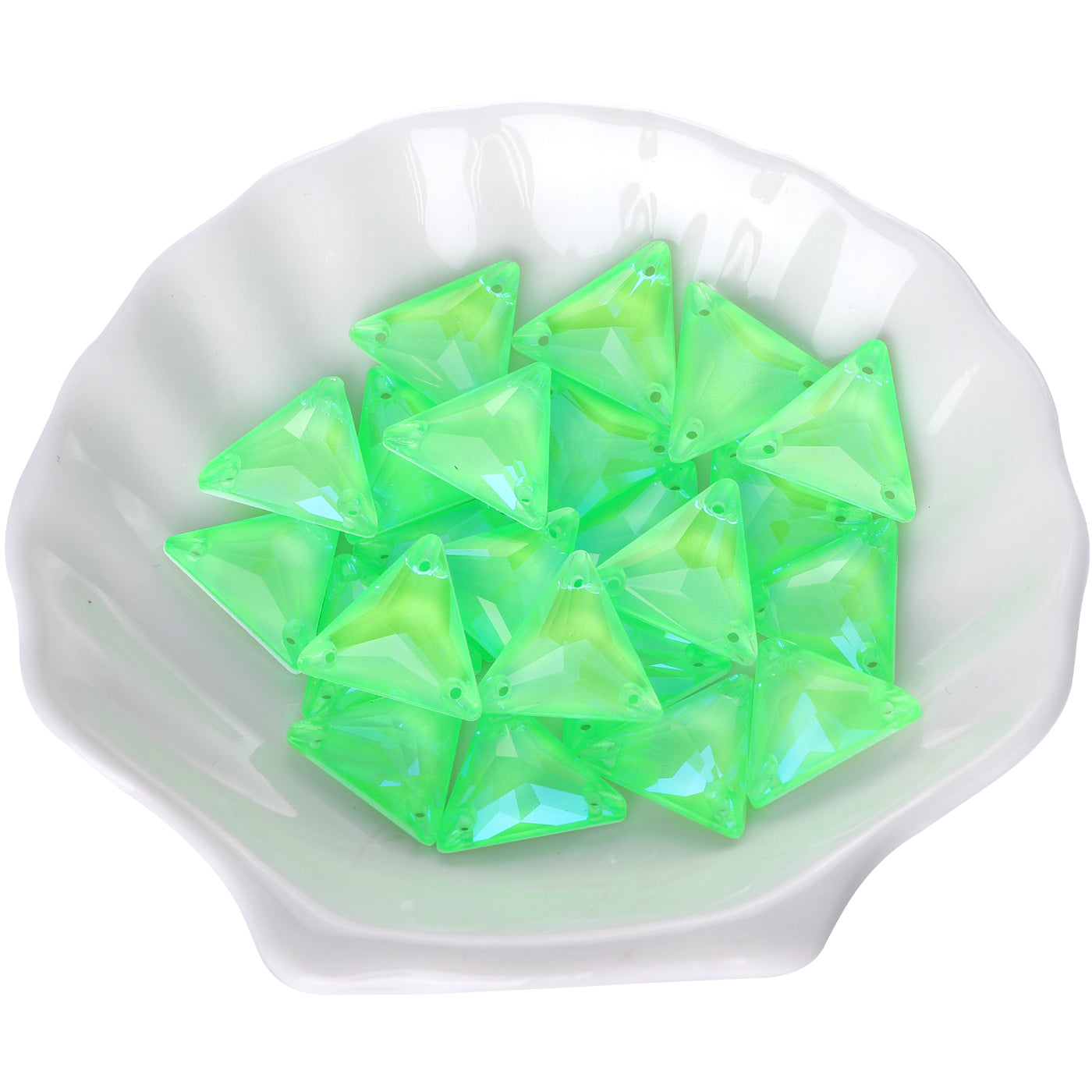 Electric Neon Peridot Triangle Shape High Quality Glass Sew-on Rhinestones