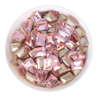 Cognac Pink Rectangle Shape Glass Pointed Back Fancy Rhinestones