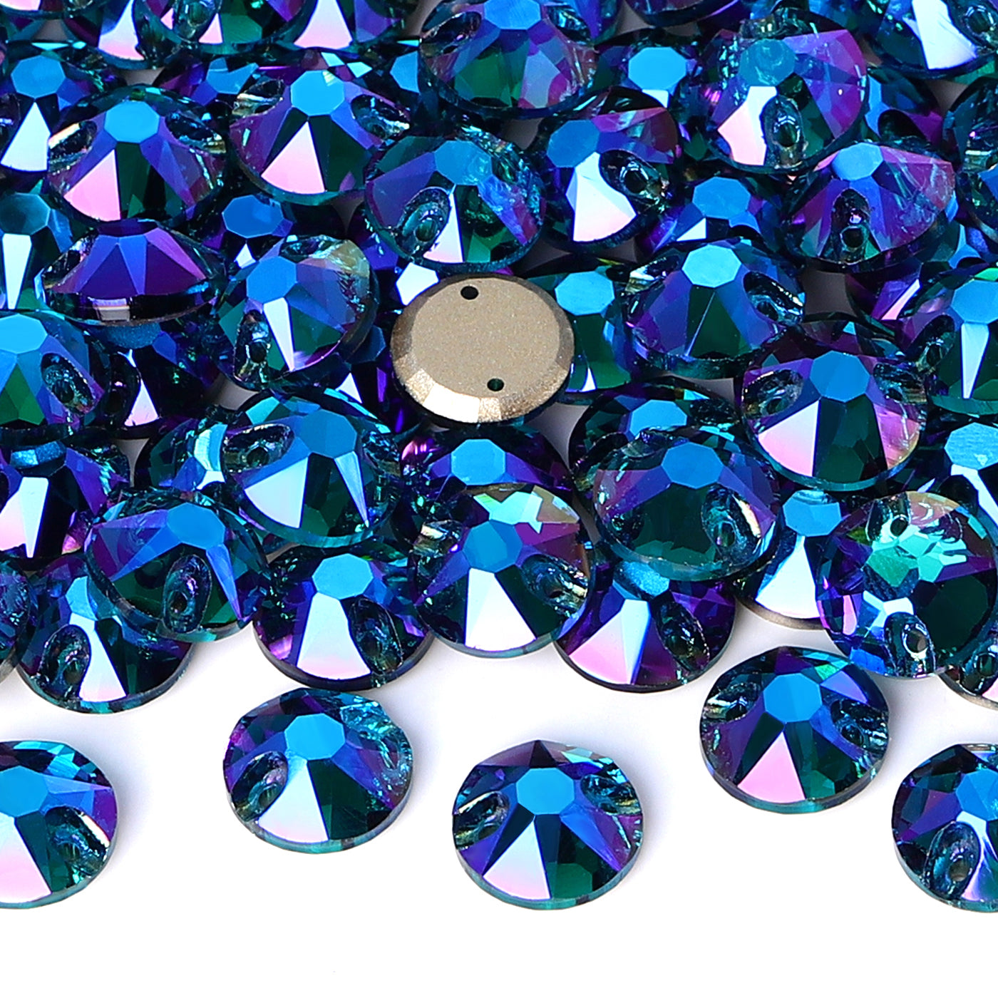 Indicolite Shimmer XIRIUS Round Shape High Quality Glass Sew-on Rhinestones