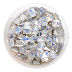 White Opal Rectangle Shape Glass Pointed Back Fancy Rhinestones