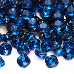 Indicolite Cushion Square Shape High Quality Glass Pointed Back Fancy Rhinestones