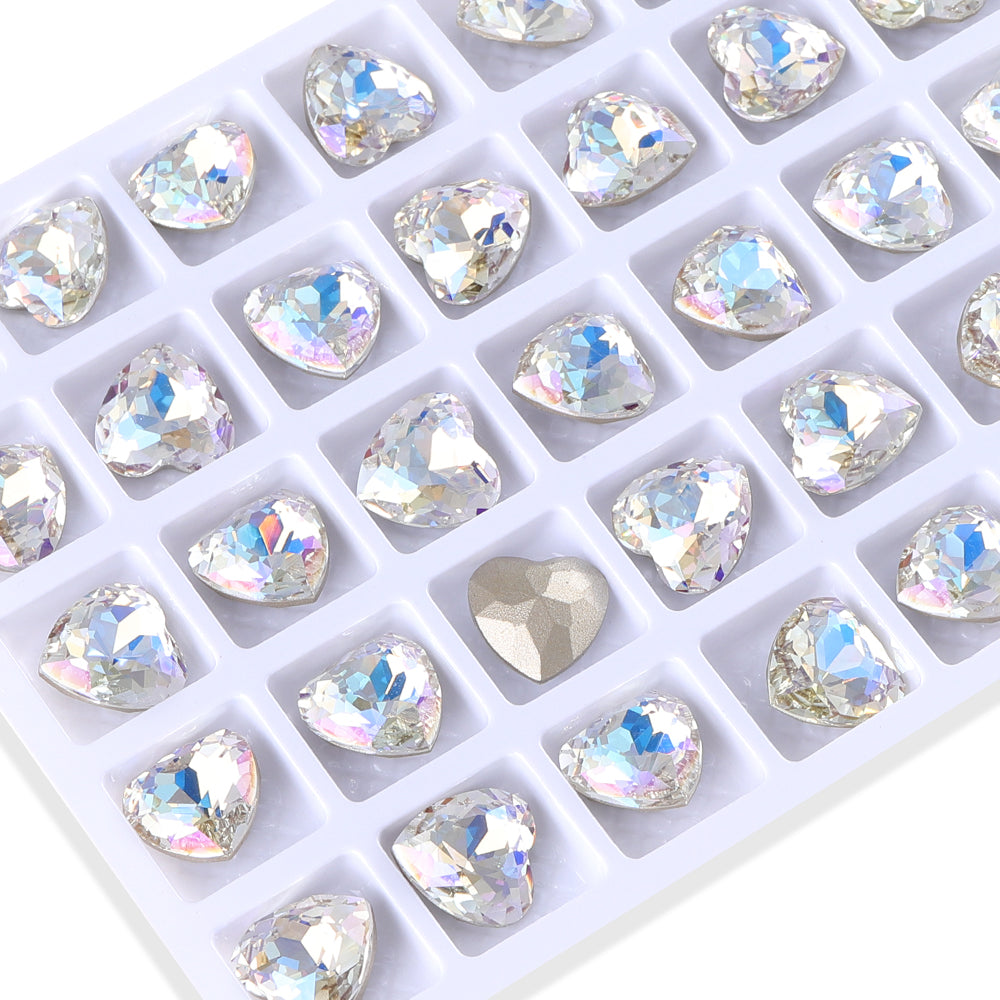 Moonlight Heart Shape High Quality Glass Pointed Back Fancy Rhinestones