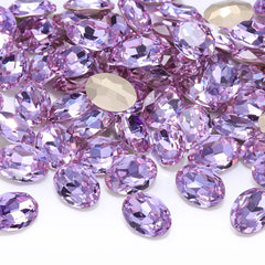 Violet Oval Shape High Quality Glass Pointed Back Fancy Rhinestones