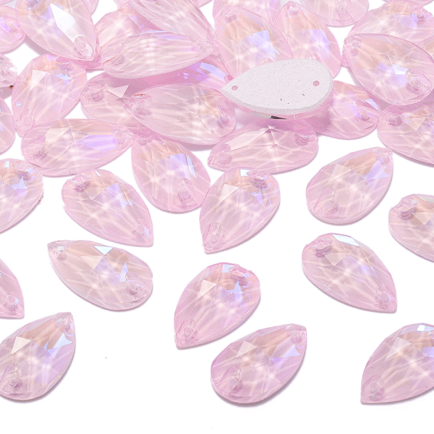 Electric Neon Light Rose Drop Shape High Quality Glass Sew-on Rhinestones