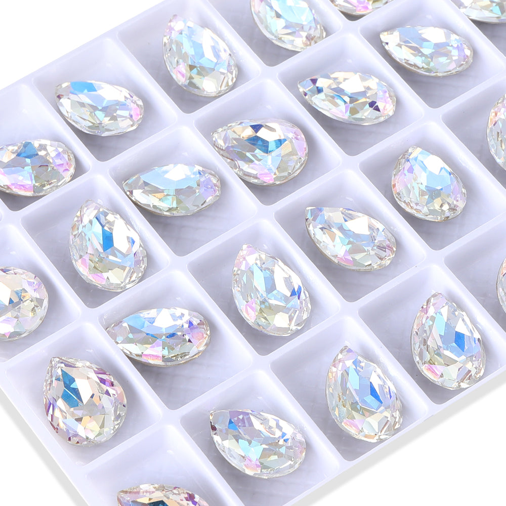 Moonlight Pear Shape High Quality Glass Pointed Back Fancy Rhinestones