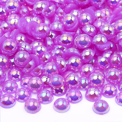 Violet AB Resin Flat Back Pearls Multi Sizes