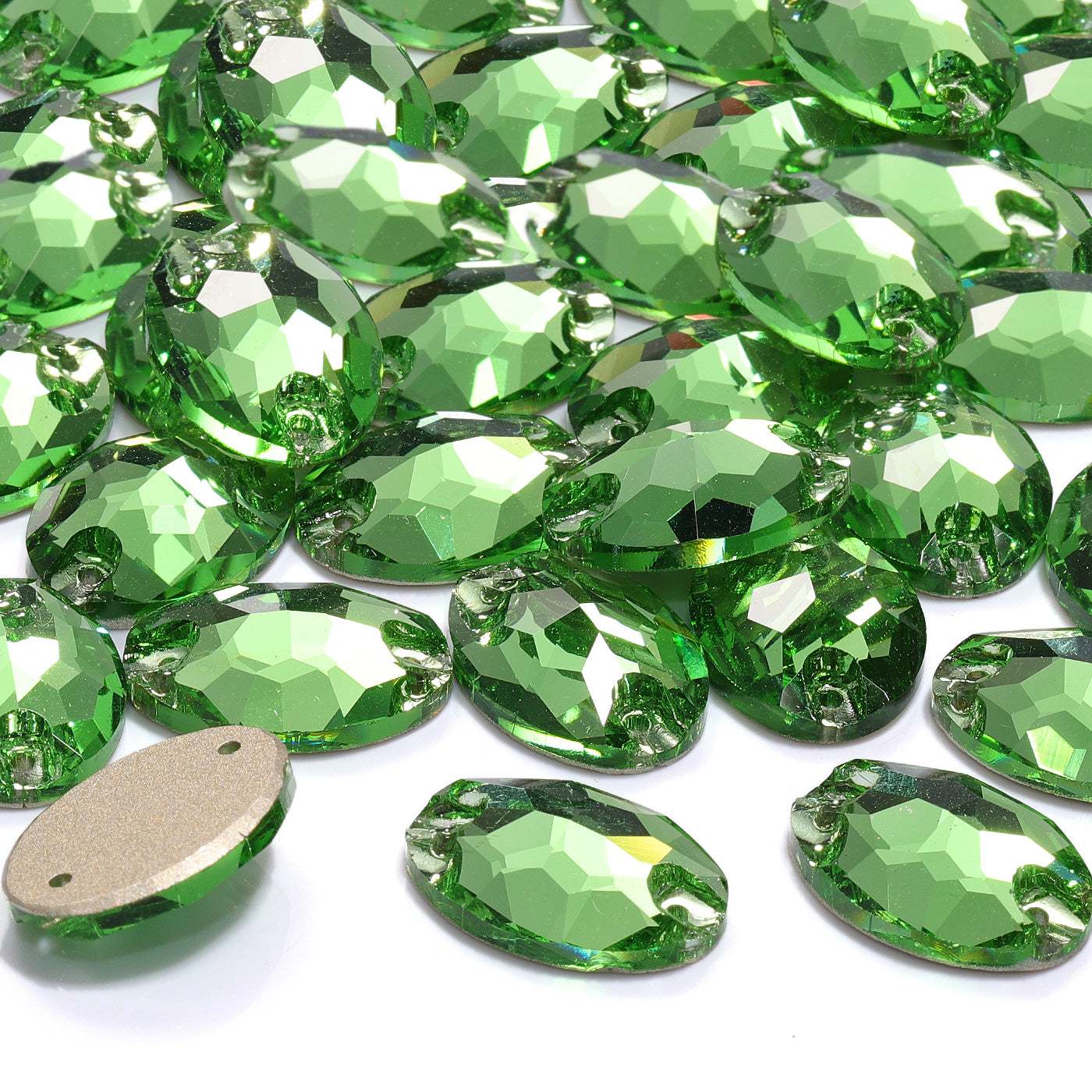 Peridot Oval Shape High Quality Glass Sew-on Rhinestones