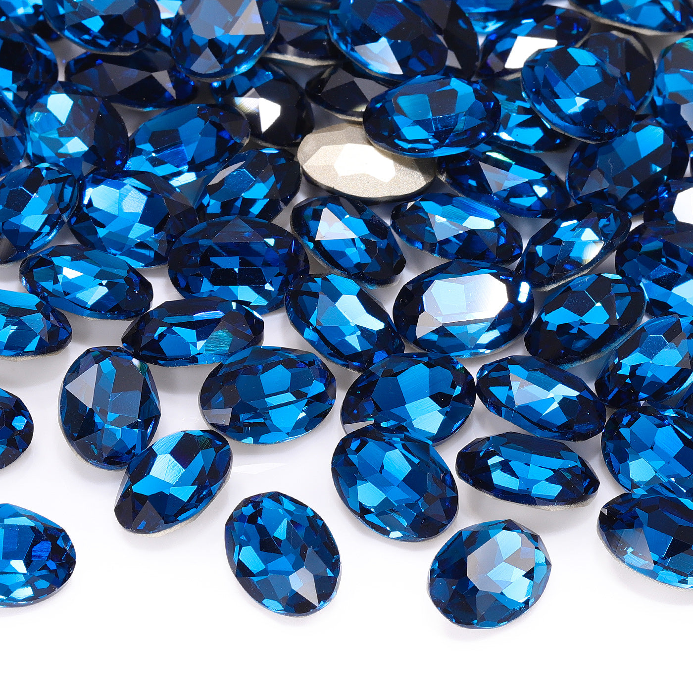 Indicolite Oval Shape High Quality Glass Pointed Back Fancy Rhinestones