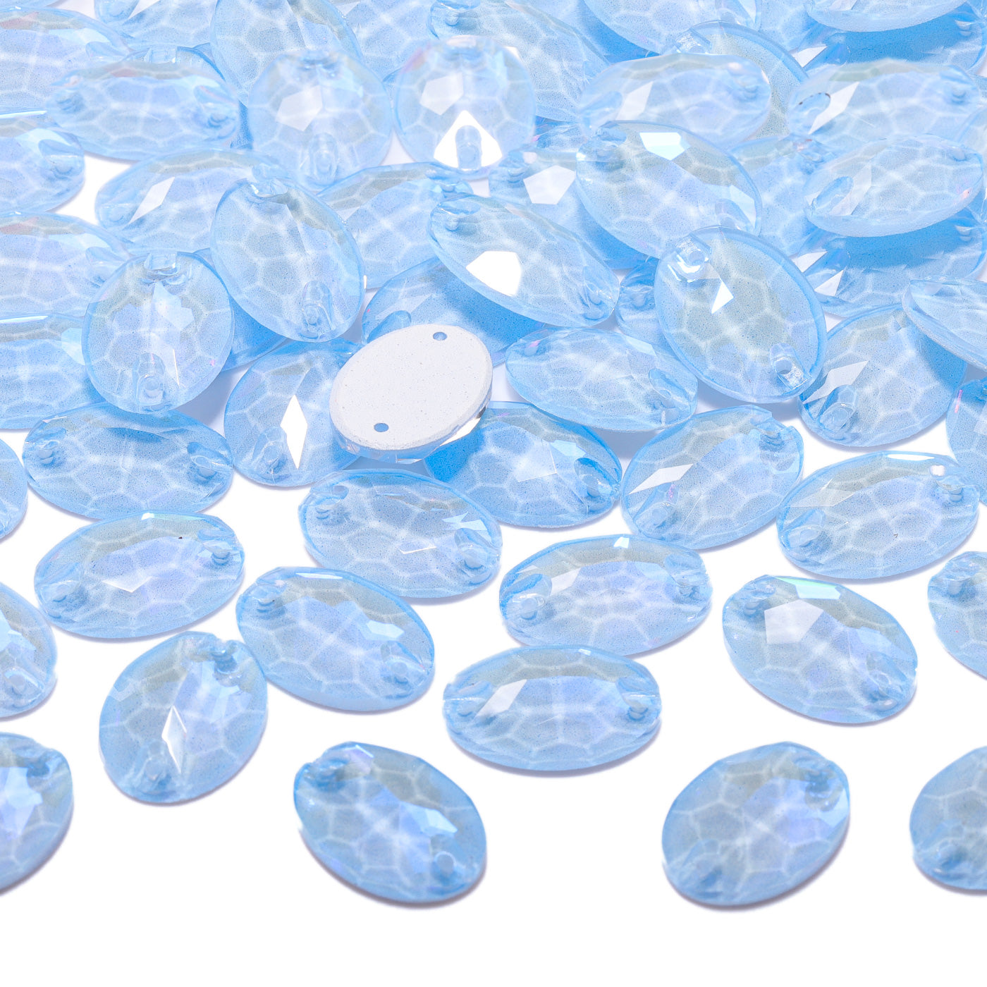 Electric Neon Light Blue Oval Shape High Quality Glass Sew-on Rhinestones