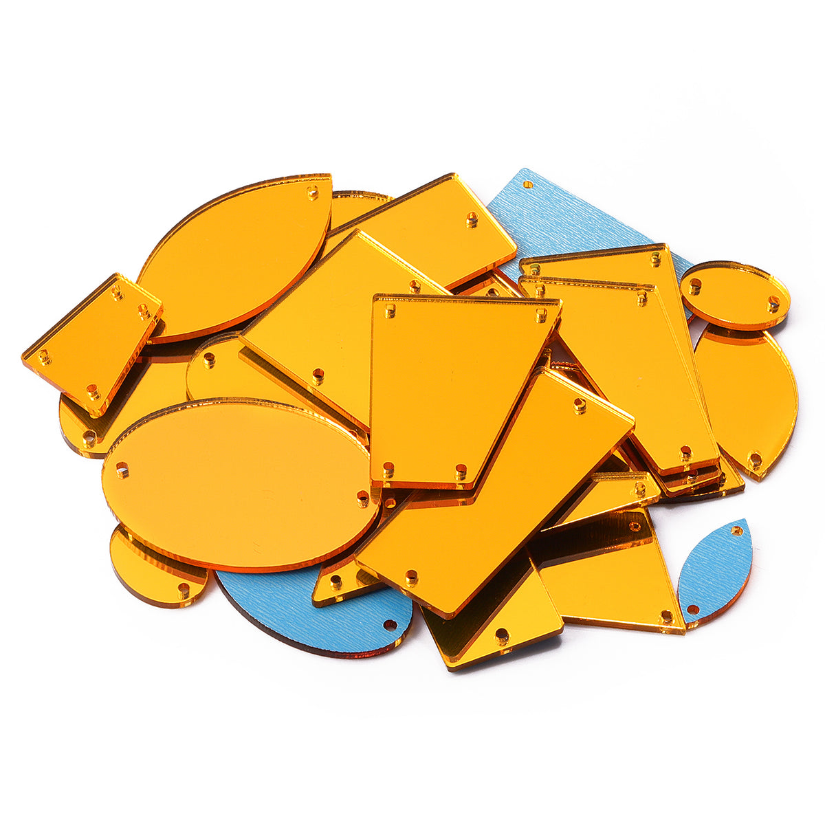 Golden Yellow Mixed Shapes Acrylic Sew-on Mirror For Dance Costume