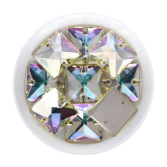 Luminous Green Square Shape High Quality Glass Sew-on Rhinestones