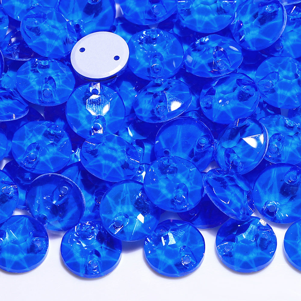 Electric Neon Blue XIRIUS Round Shape High Quality Glass Sew-on Rhinestones