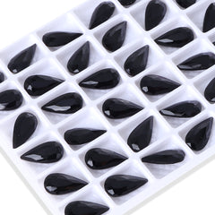 Jet Teardrop Shape High Quality Glass Pointed Back Fancy Rhinestones