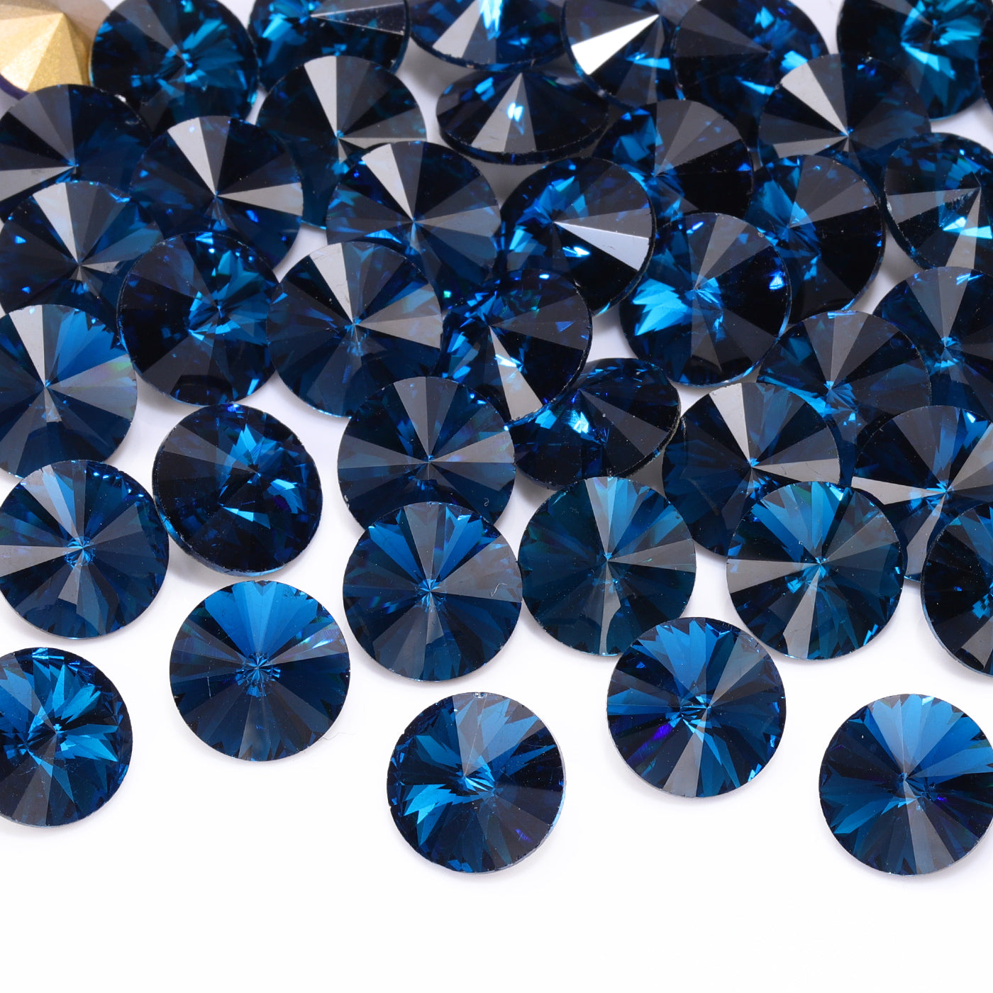 Indicolite Rivoli Shape High Quality Glass Pointed Back Fancy Rhinestones