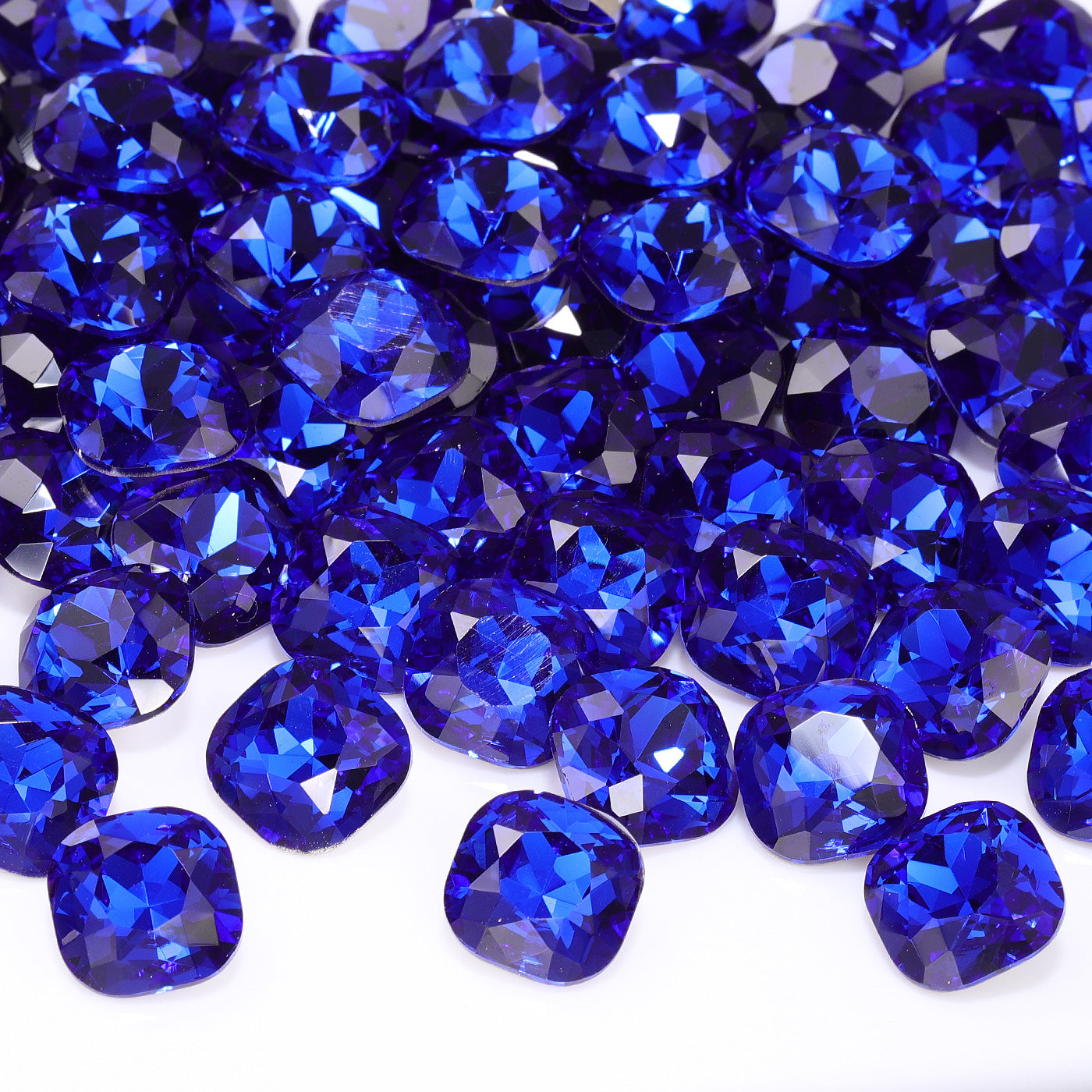 Sapphire Cushion Square Shape High Quality Glass Pointed Back Fancy Rhinestones