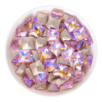 Pink AB Princess Square Shape Pointed Back Fancy Rhinestones WholesaleRhinestone