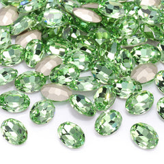 Peridot Oval Shape High Quality Glass Pointed Back Fancy Rhinestones