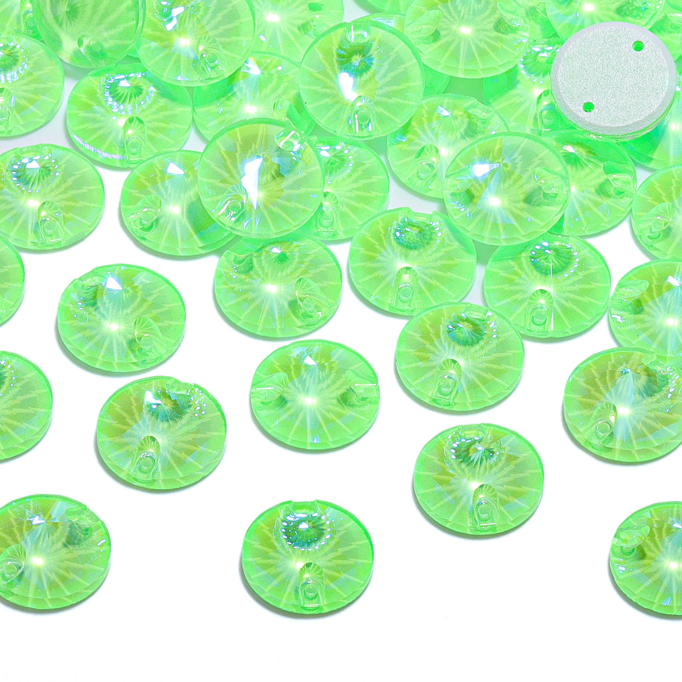 Electric Neon Peridot Rivoli Shape High Quality Glass Sew-on Rhinestones