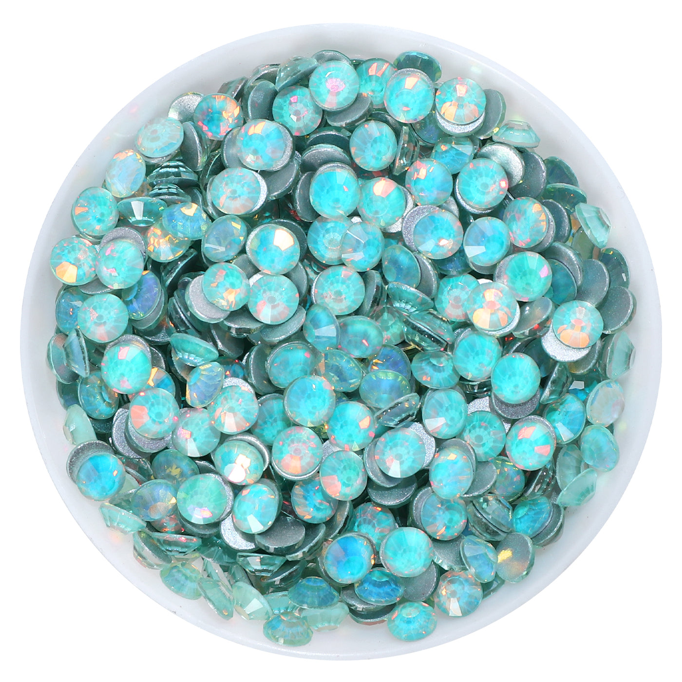 Flashing Tiffany Blue Glass FlatBack Rhinestones Silver Back WholesaleRhinestone