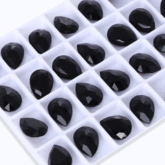 Jet Pear Shape High Quality Glass Pointed Back Fancy Rhinestones