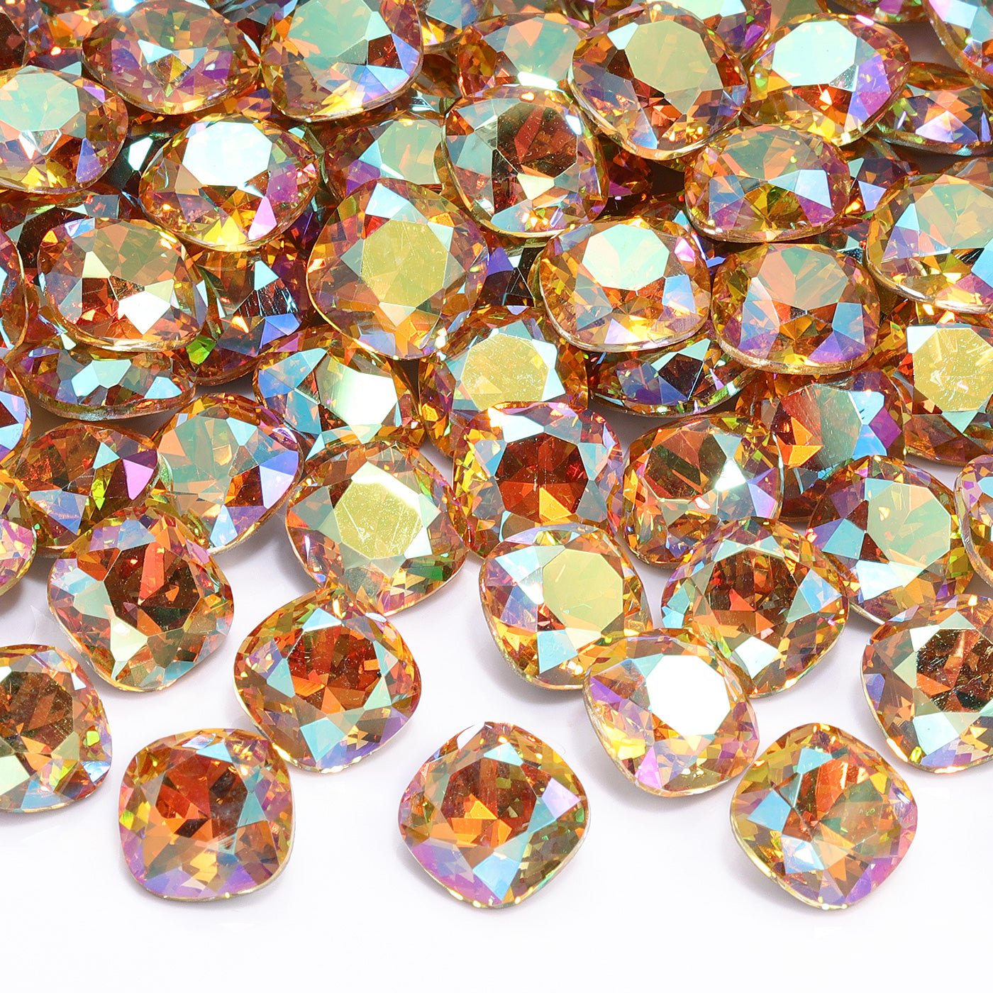 Crystal Sun Cushion Square Shape High Quality Glass Pointed Back Fancy Rhinestones