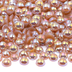 Light Coffee AB Resin Flat Back Pearls Multi Sizes