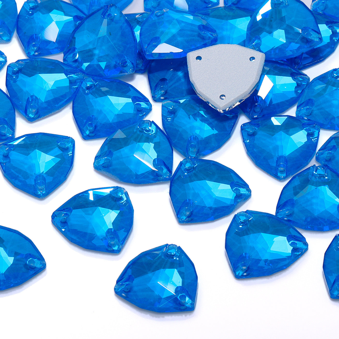 Electric Neon Blue Trilliant Shape High Quality Glass Sew-on Rhinestones