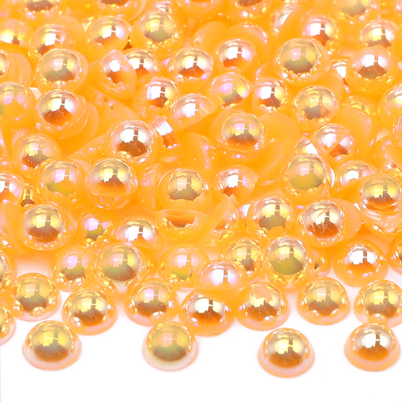 Orange Yellow AB Resin Flat Back Pearls Multi Sizes