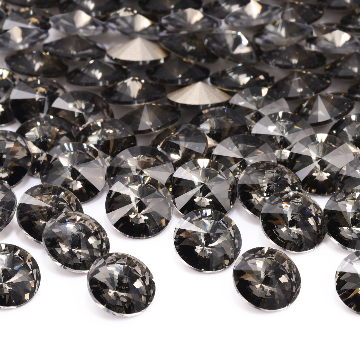 Black Diamond Rivoli Shape High Quality Glass Pointed Back Fancy Rhinestones