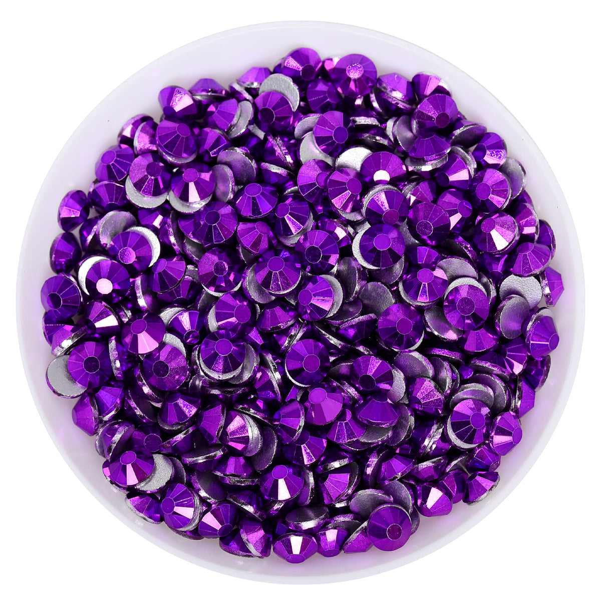 Metallic Violet Glass FlatBack Rhinestones Silver Back WholesaleRhinestone