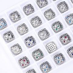 Cushion Square Shape Imitation Rhodium Plated High-Quality Sew-on Alloy Charms Inlaid Cubic Zirconia